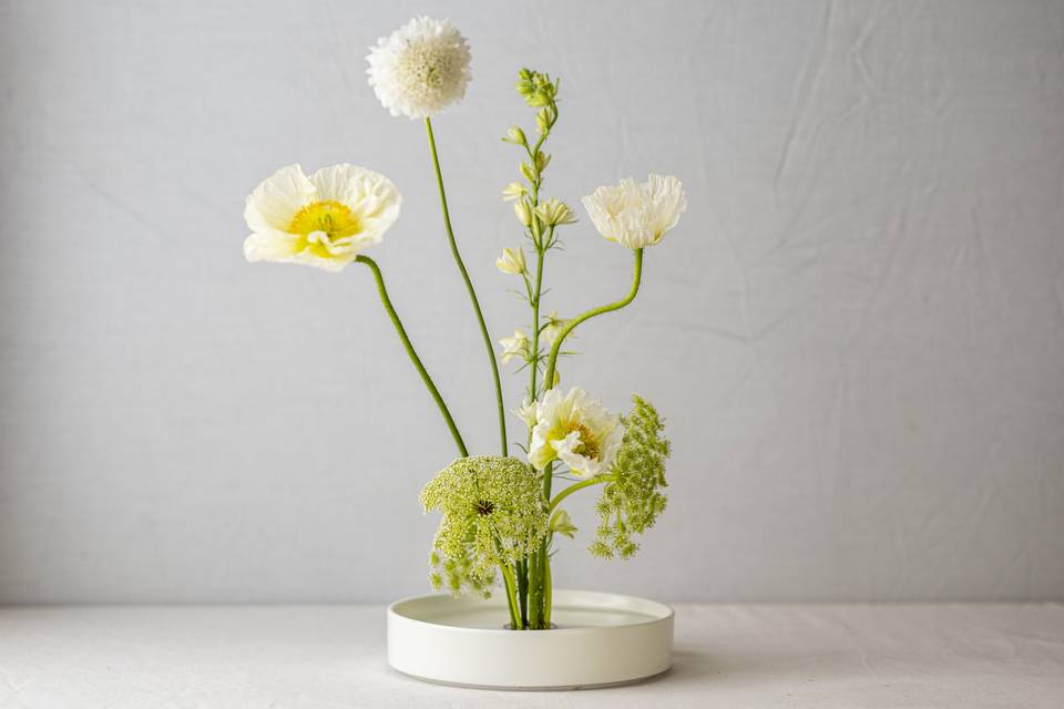 Ikebana frog pin arrangement