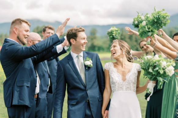 Green and white bouquets