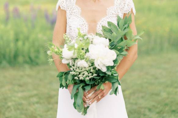 Green and white bridal bouquet