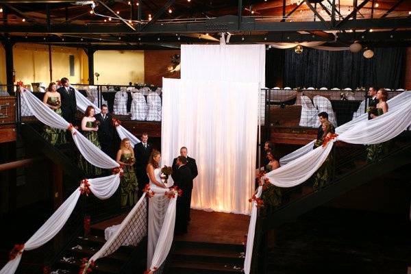 Hold your ceremony on our grand staircase in the majestic Atrium, followed by a reception in the Loft.