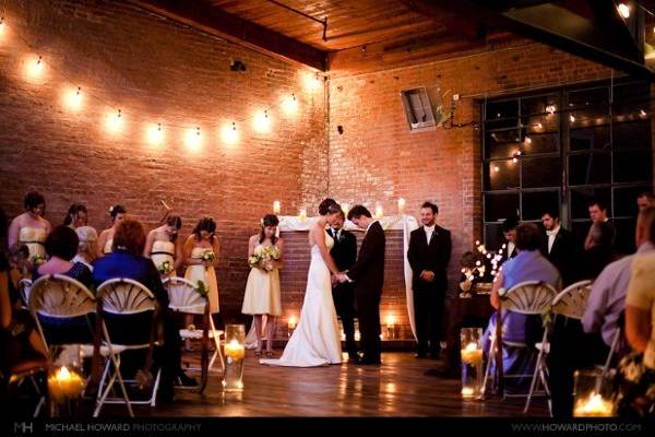 The Loft, with its cedar and brick, is beautiful setting for your ceremony or reception. Photo courtesy Michael Howard Photography.