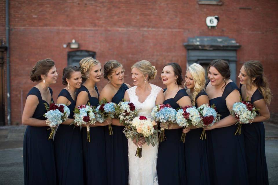 The bride with her bridesmaids