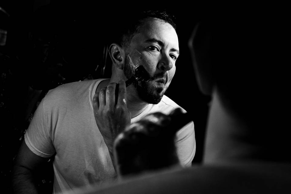 Groom shaving