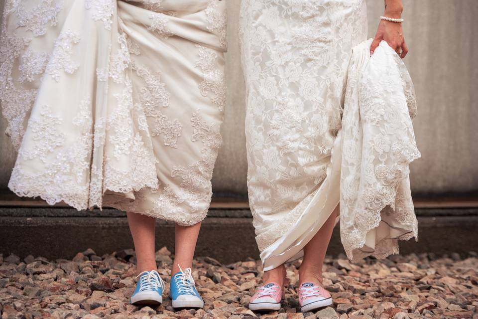 Wedding dresses with sneakers