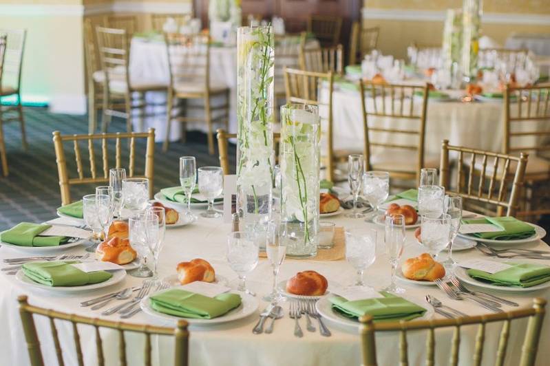 Table setup with centerpiece