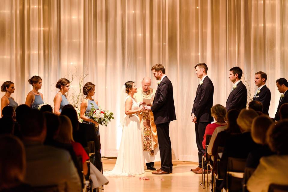 The Taubman Theater transformed for a beautiful ceremony Photo by Alina Thomas Photography