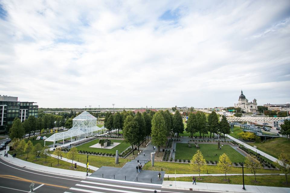Terrace view of minneapolis sculpture garden