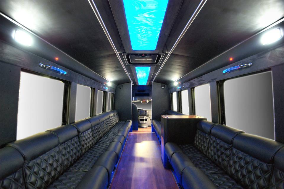 Interior of the bus type limo