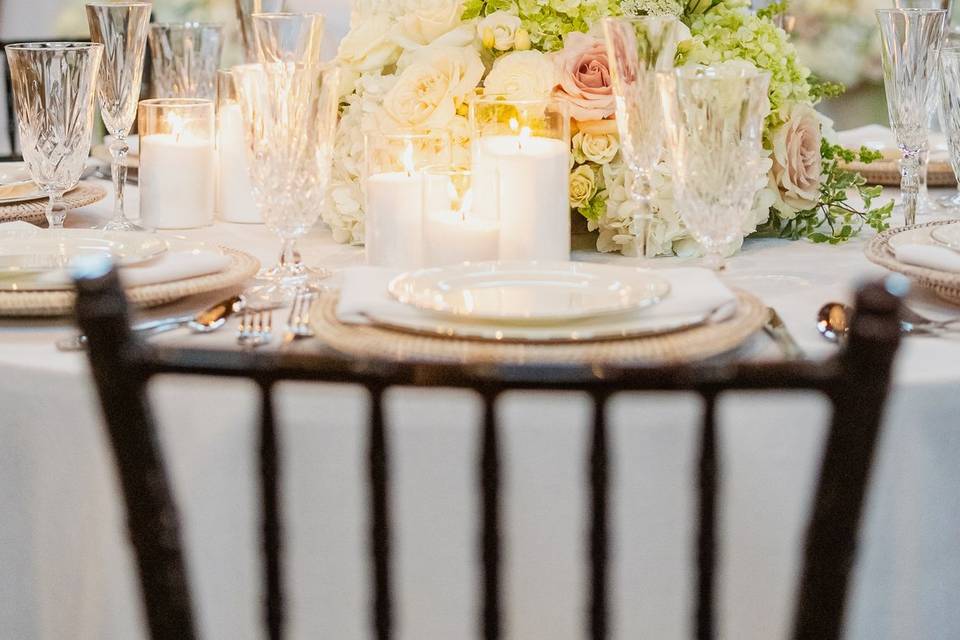 Blush, white, & green