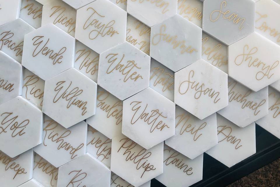 Marble Hexagon Place Cards