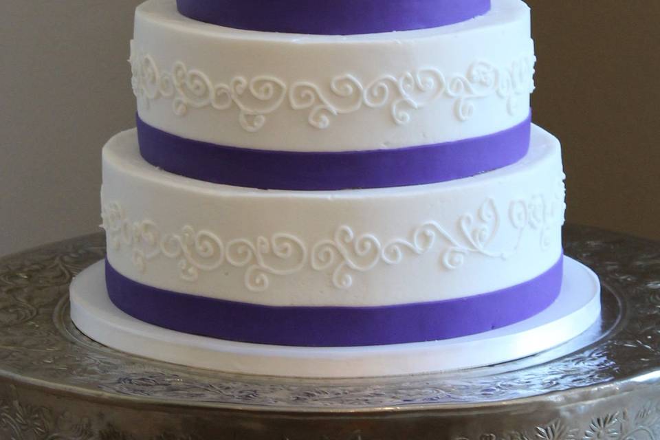 Textured cake with purple band