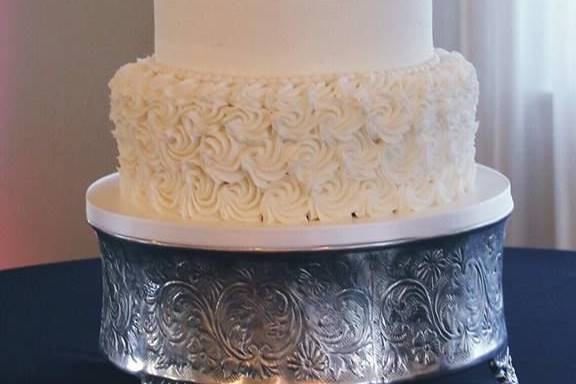 White cake with textured base