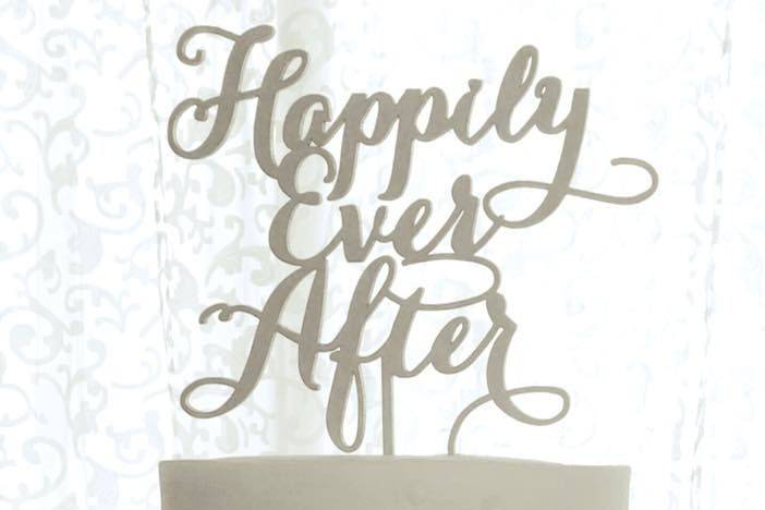 Happily ever after text topper