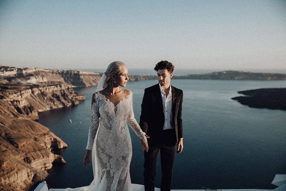 Bride and groom in Greece