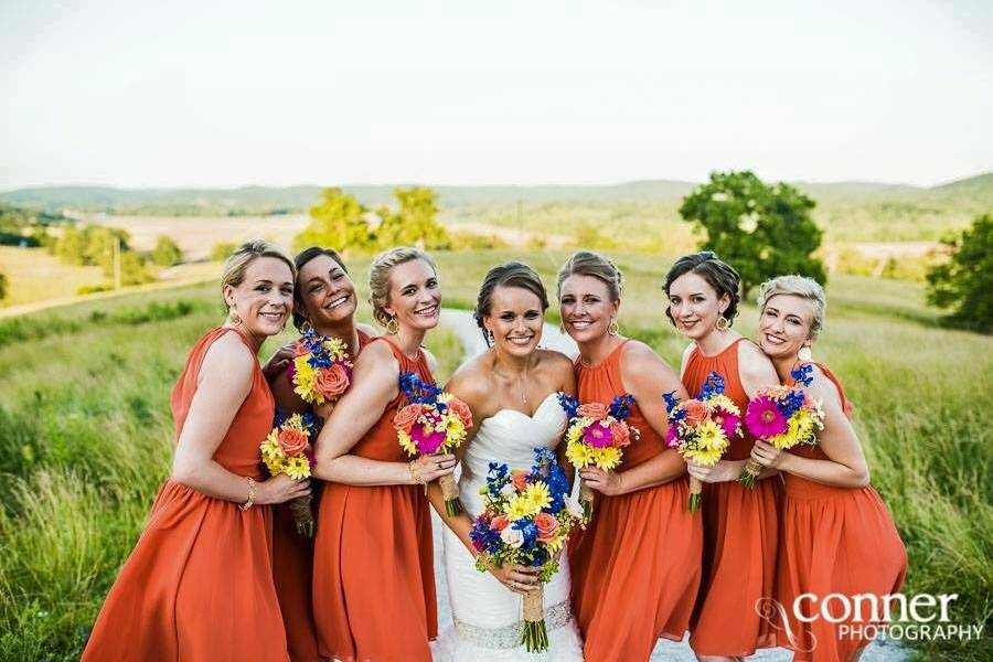 Bride and her bridesmaids