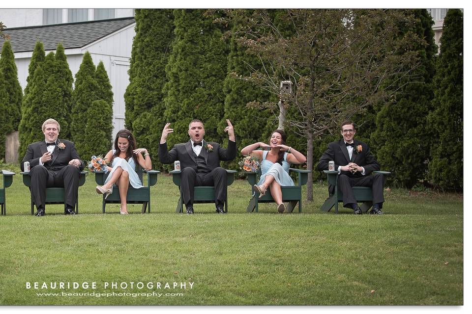 Bridal Party on Lawn