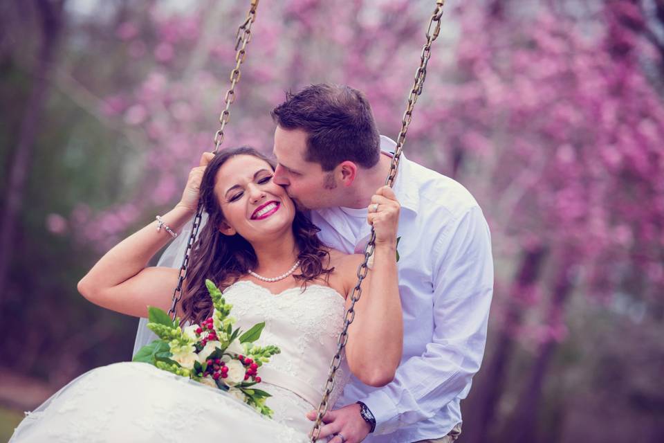Happy Couple enjoying the swing under the Sycamore tree.