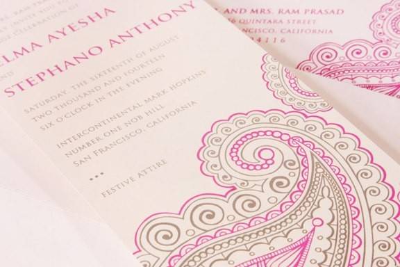 Pink artwork on invitation