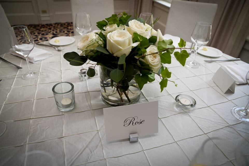 Table card and floral centerpiece
