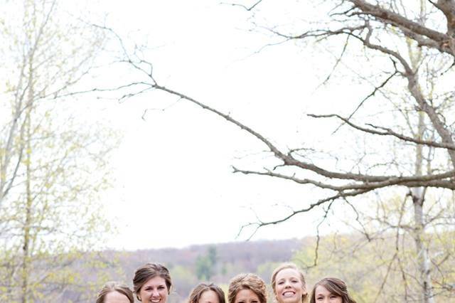 Bride with bridesmaids