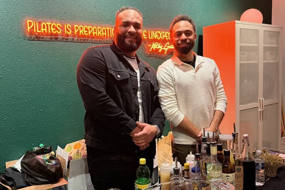 Bartenders at pilates event