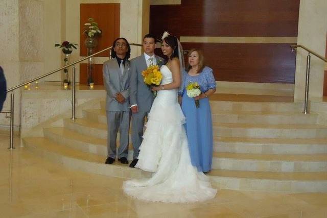 The couple with their parents