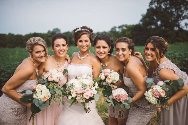 The bride with her bridesmaids