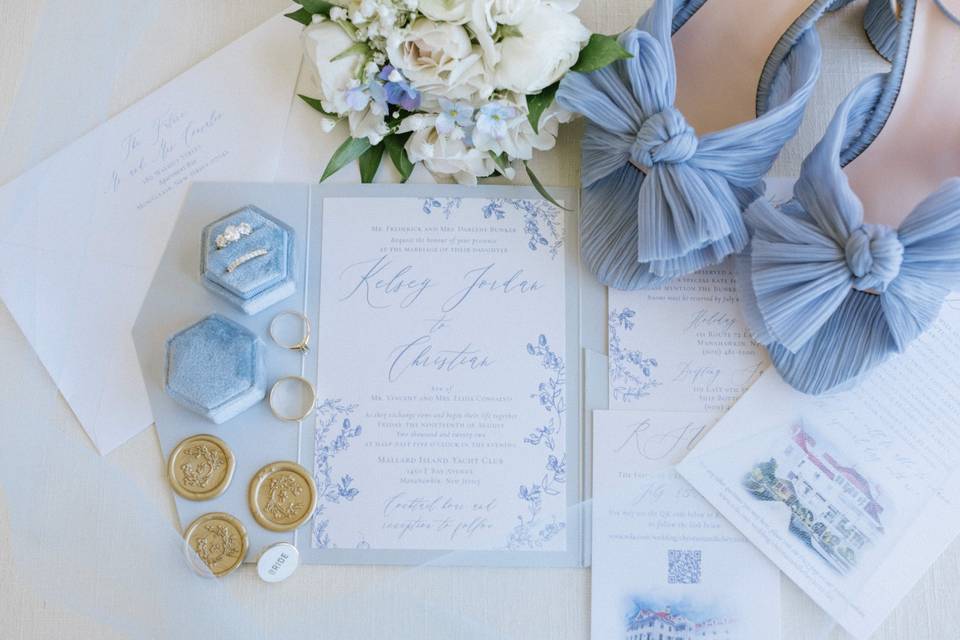 Blue floral Invite