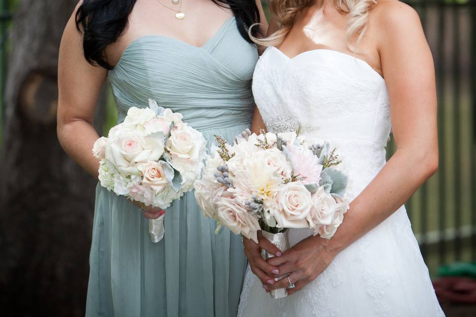 Bride and bridesmaid