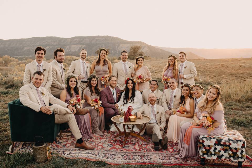 Bridal party lounging