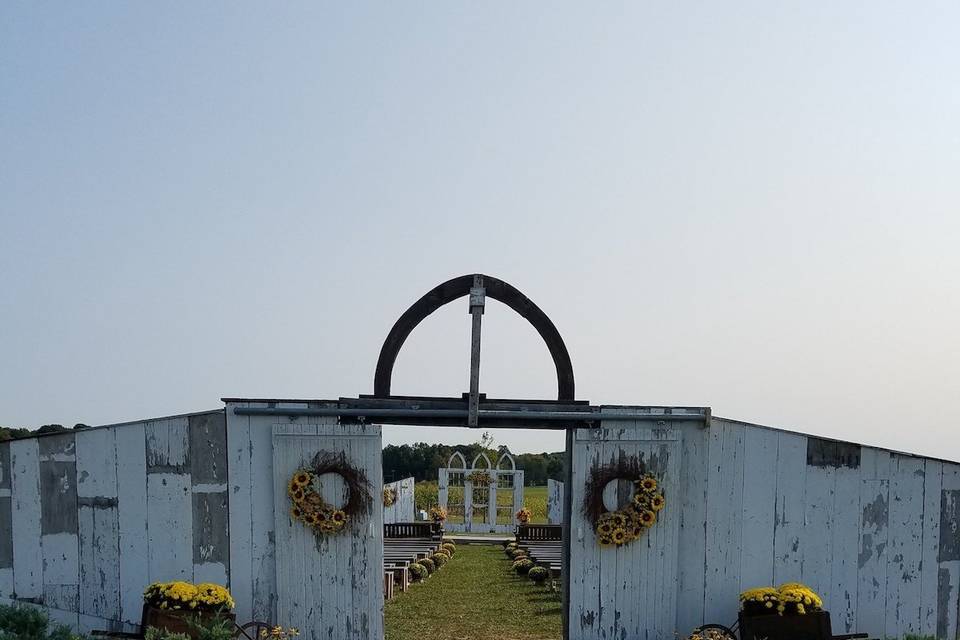 Outdoor wedding ceremony entrance