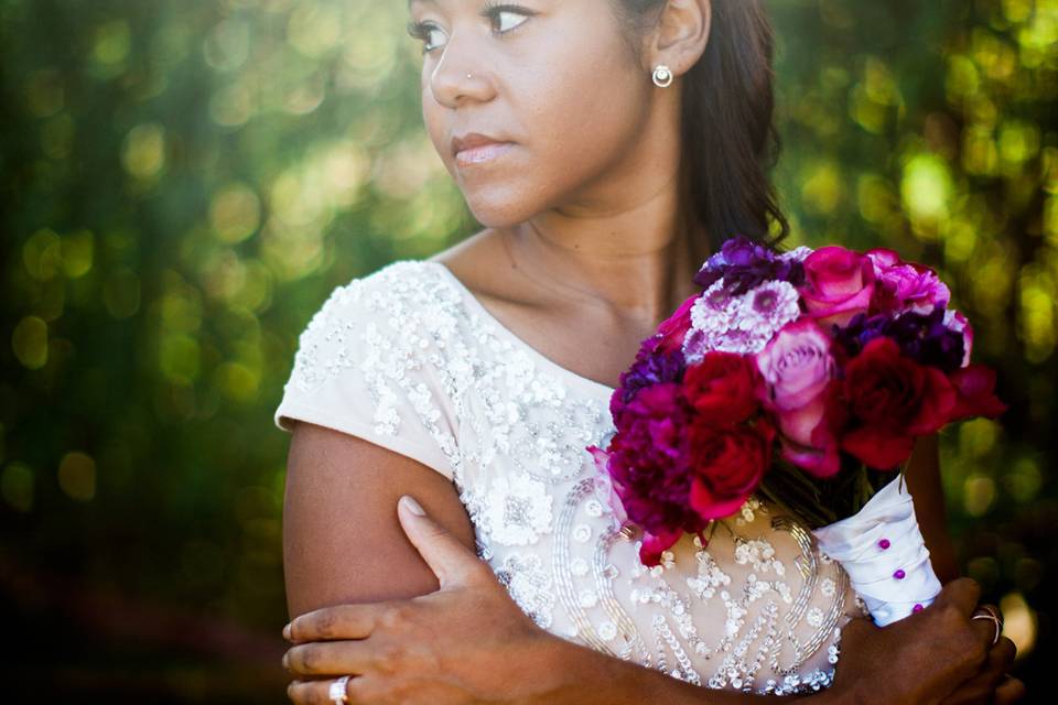 Bride and bouquet