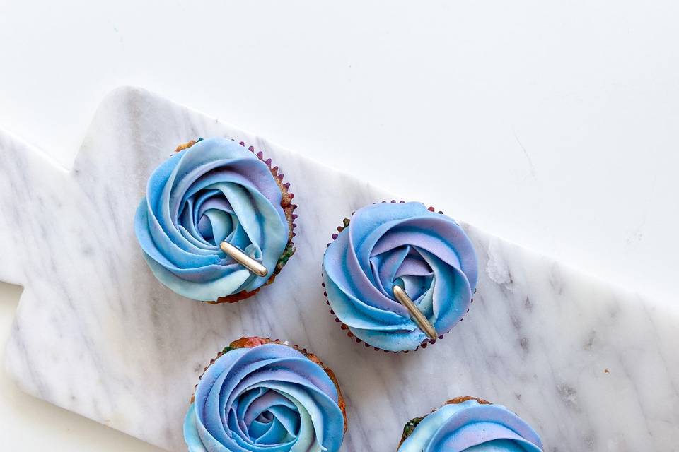 Blue lavender swirl cupcakes