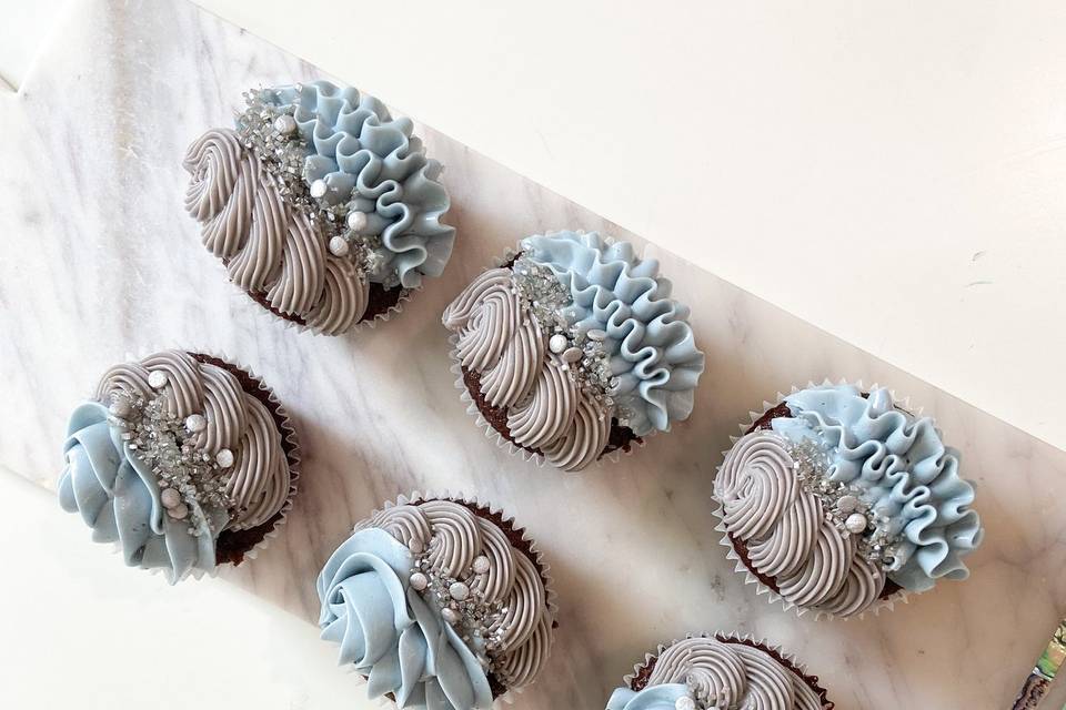 Grey Blue Cupcakes