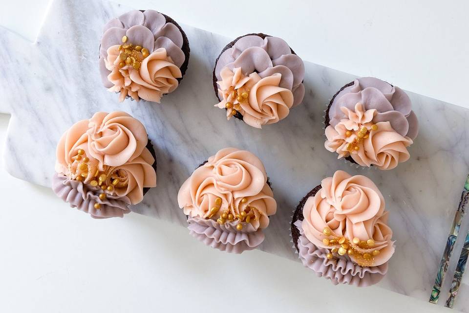 Peachy Purple Cupcakes