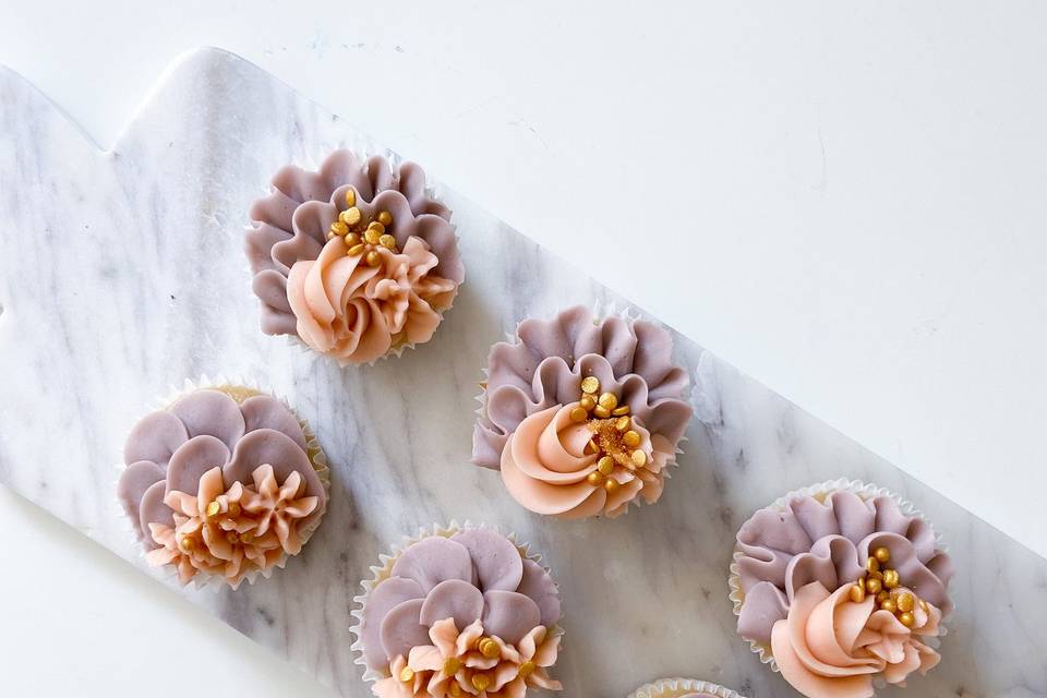 Purple ruffle cupcakes