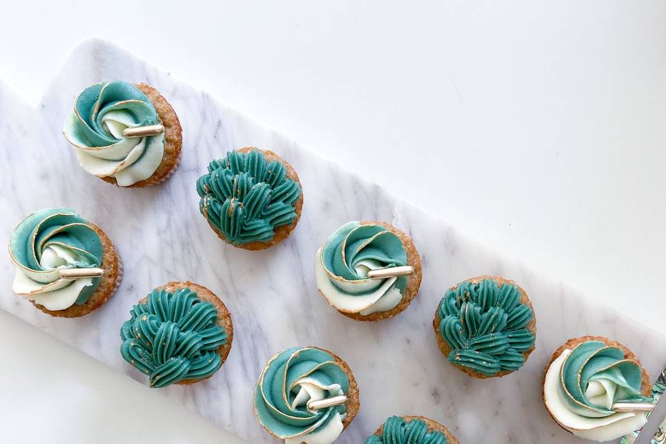 Mini Teal Cupcakes