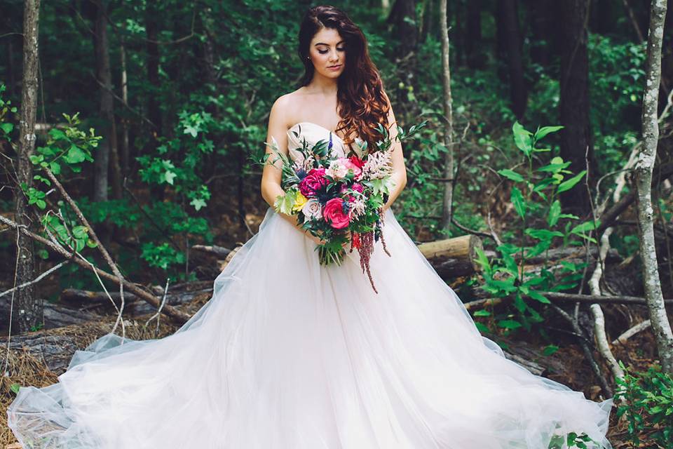 The bride holding her bouquet