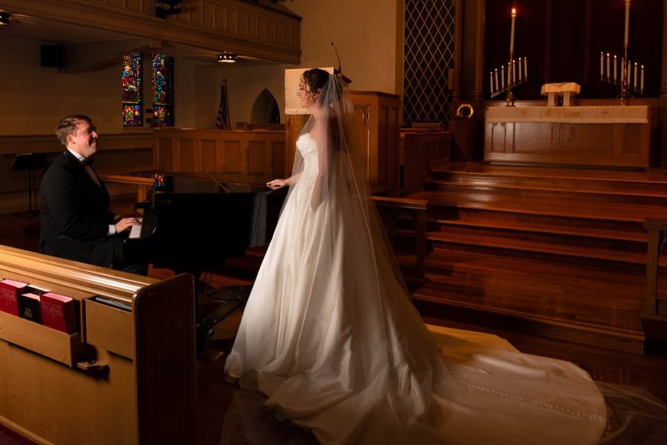 By the piano