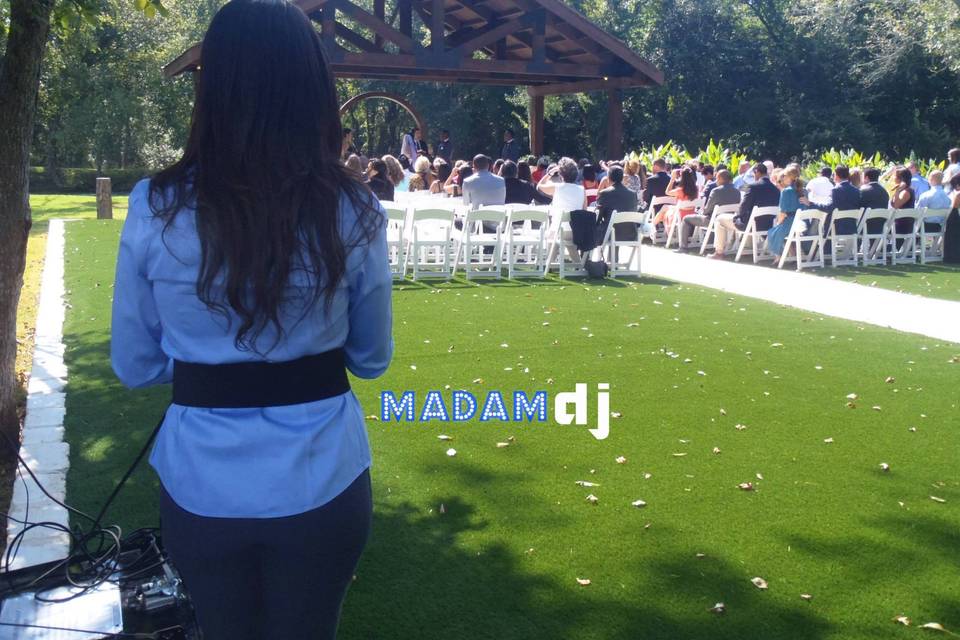 Playing ceremony music for a outdoor wedding using a smaller mobile setup