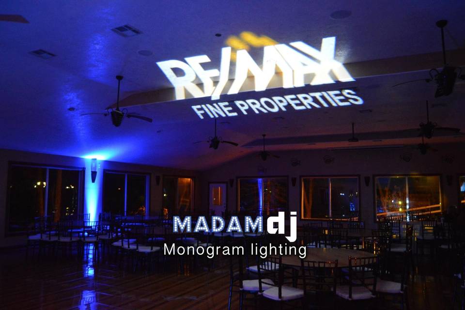 We can create a customized gobo light to display at your event for an additional fee.