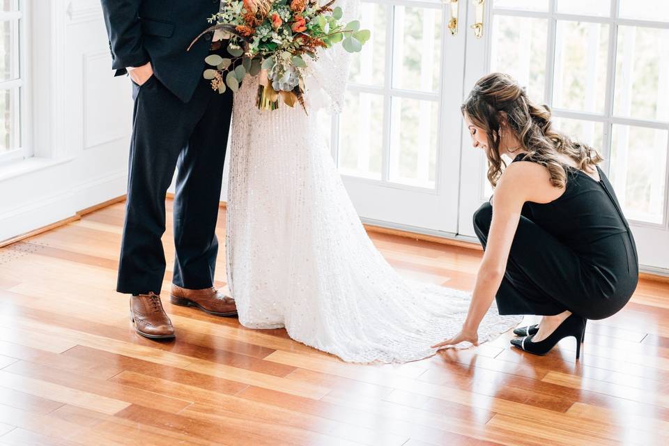 Assisting Bride on Wedding Day