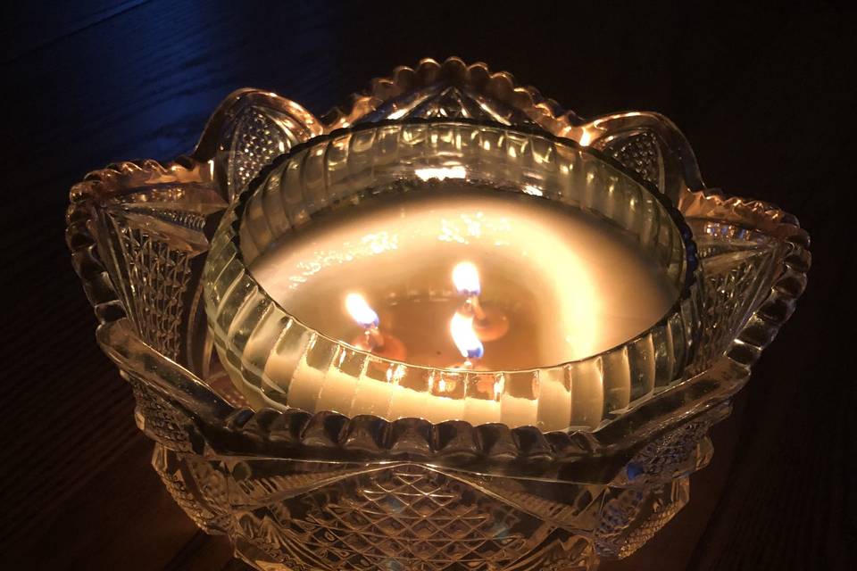 Glowing crystal candle