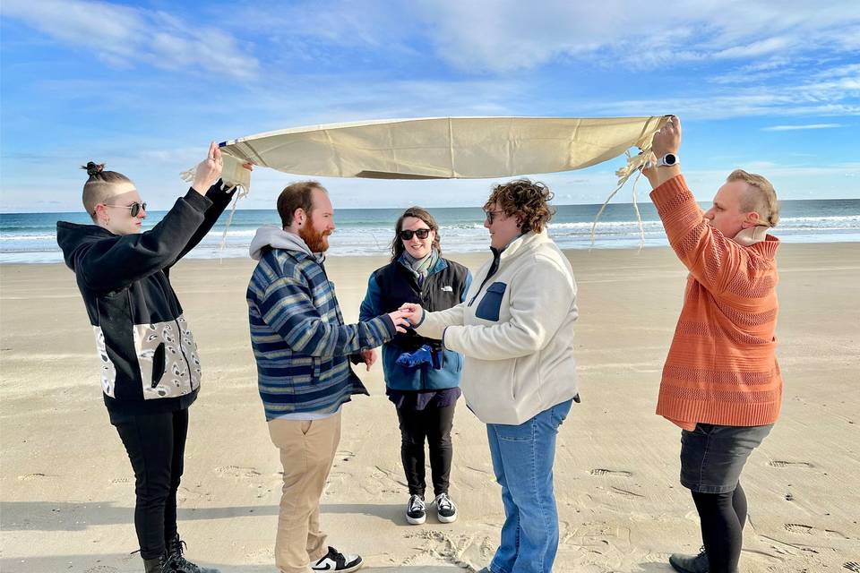 Civil ceremony on a beach