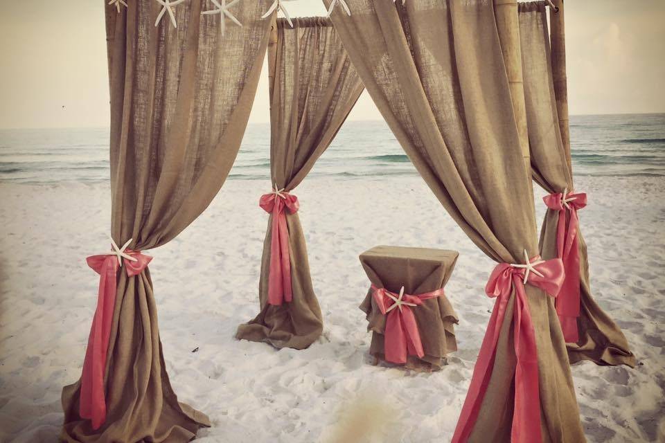 Beach wedding altar and arch