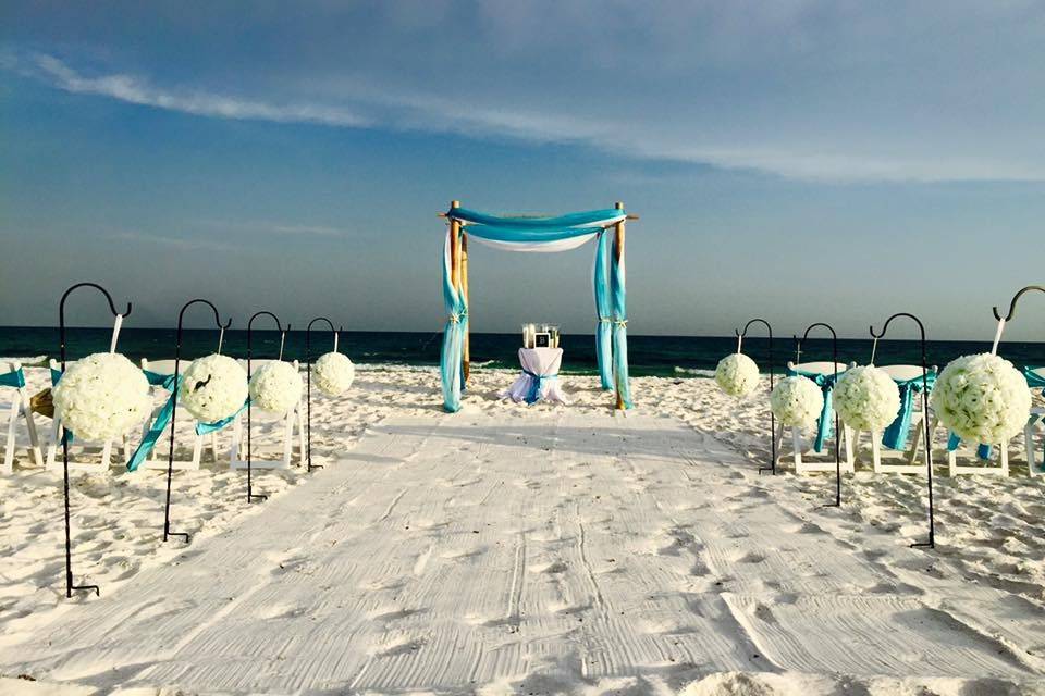 Beach wedding aisle