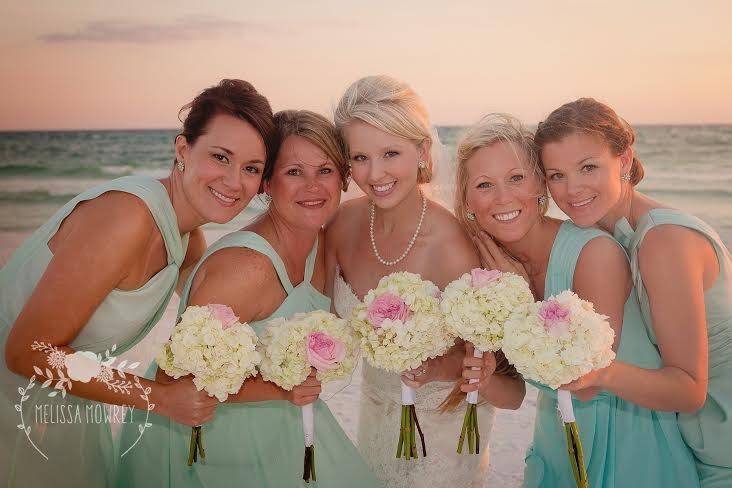 Bride and her bridesmaids