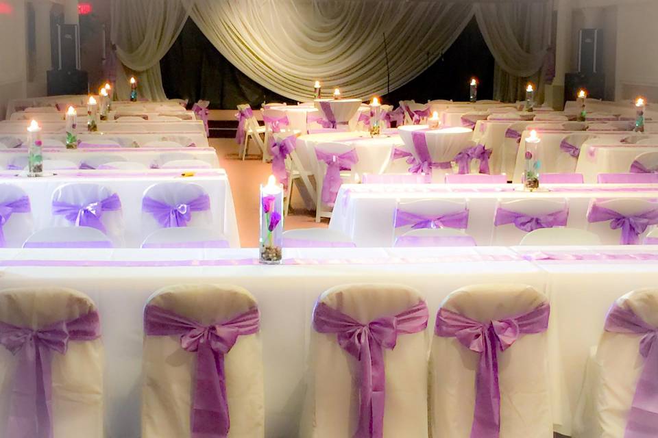 Purple reception chair decor