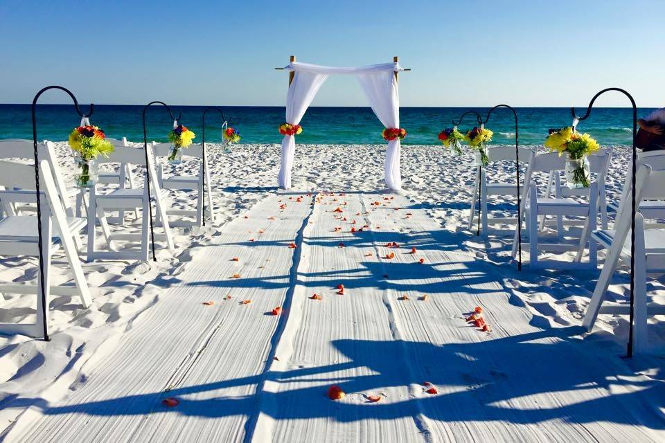 Beach wedding setup