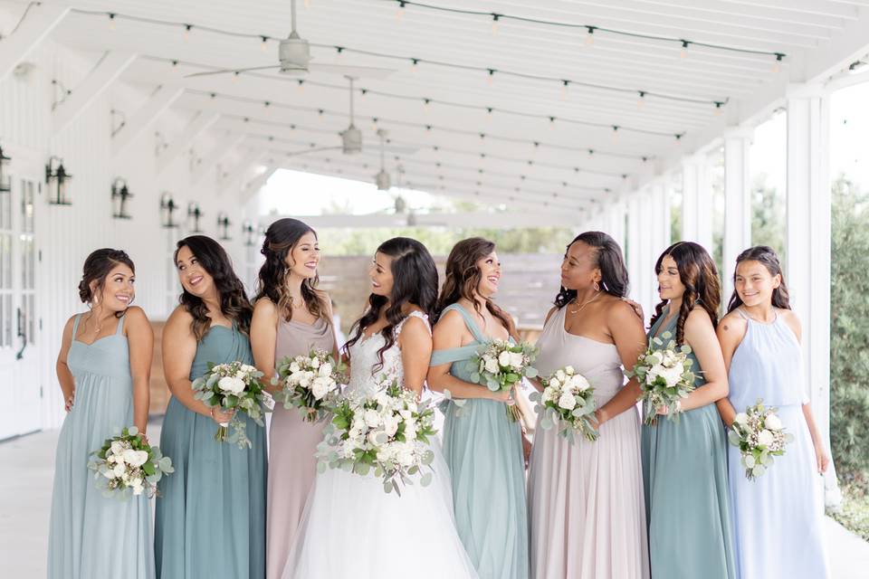 Bride with bridesmaids